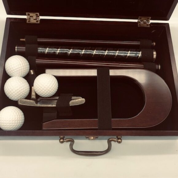 Bombay Company Portable Golf Putter Set in Wood Case - Picture 1 of 8